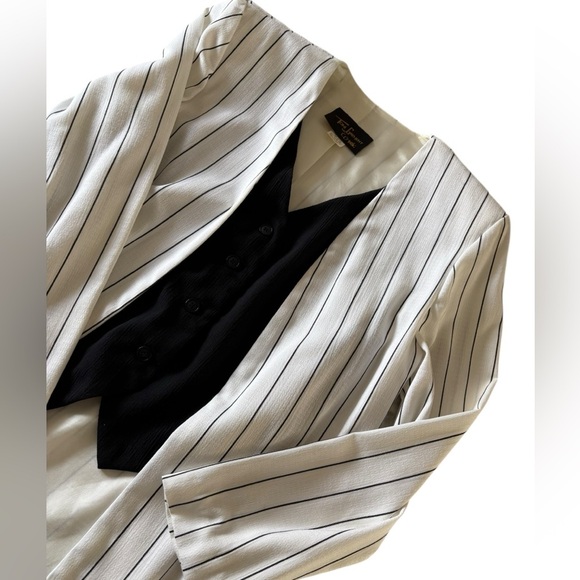 Vintage White Pinstripe button down Vest jacket size M - Picture 16 of 16